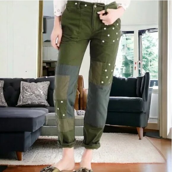 J. Crew Embroidered Daisy Patchwork Boyfriend Chinos - Picture 1 of 10